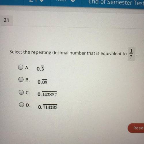 Select the repeating decimal number that is equivalent to }