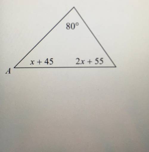 Find the measure of angle A.
Can someone help