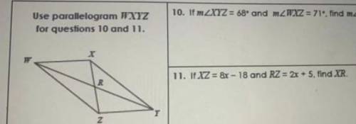 If XZ = 8x-18 and RZ = 2x +5, find XR