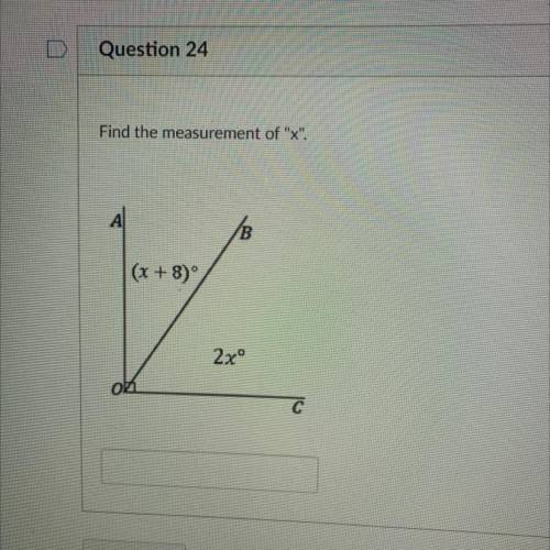Find the measurements of “x”