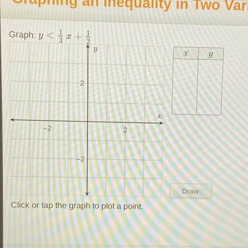 (PLEASE HELP ASAP)
Graph: y < 1/3x + 1/2