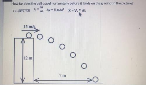 How far does the ball travel horizontally before it lands on the ground in the picture?