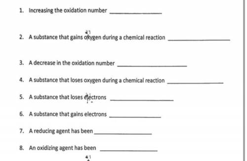 Please help with this vocabulary on redox