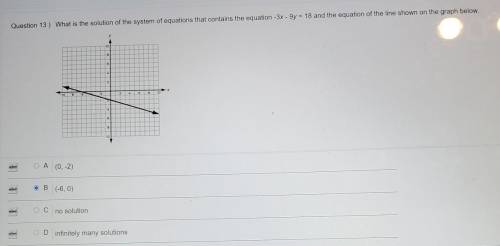 What is the solution of the system of equations that contains the equation -3x - 9y = 18 and the eq