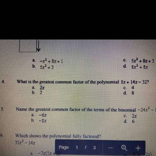 What is the greatest common factor of the polynomial 8x + 14x - 32?