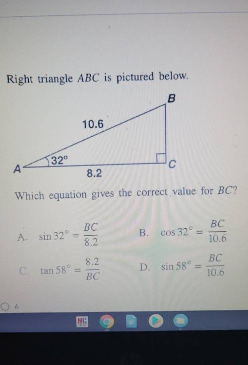 Which equation gives the correct value for BC?