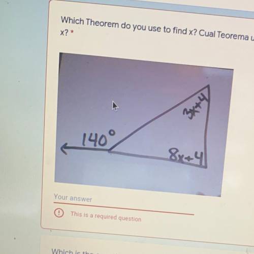 Which Theorem do you use to find x?