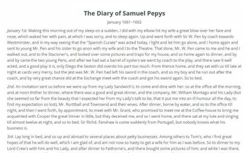 As you read the diary entries from Dorothy Wordsworth and Samuel Pepys, identify the point of view,