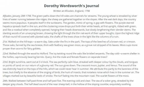 As you read the diary entries from Dorothy Wordsworth and Samuel Pepys, identify the point of view,
