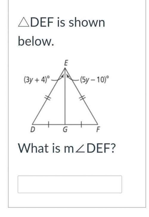 △DEF is shown below.Triangle DEFWhat is m∠DEF?