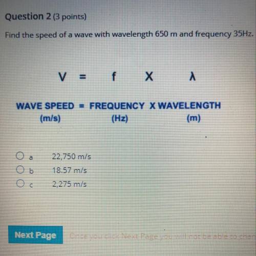 Find the speed of a wave with wave length 650 M and a frequency 35HZ
help.