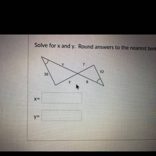 Solve for x and y. Round answers to the nearest tenth.