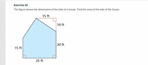 The figure shows the dimensions of the side of a house. Find the area of the side of the house.

f