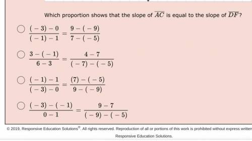 Which proportion shows that the slope of AC is equal to the slope of DF ?