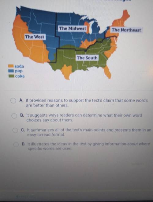Which answer option best explains how the map enhances the meaning of the text? What's in a Name? W