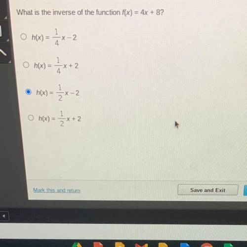 What is the inverse of the function f(x) = 4x+8?