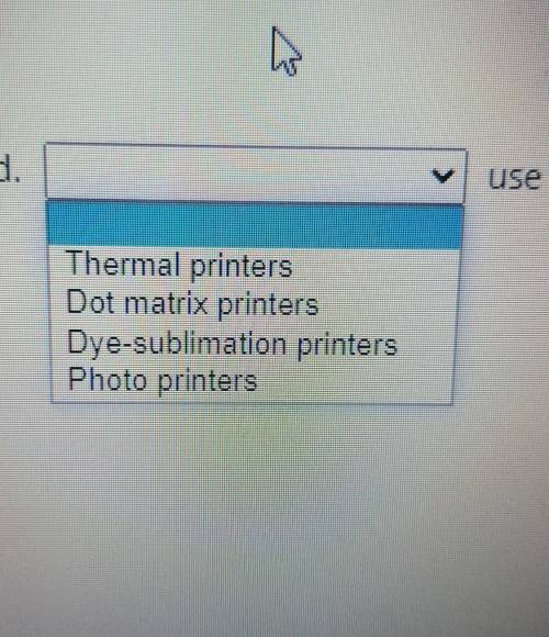Need help asap plz !!! <3

Identify the types of printers according to the stated features. 1._