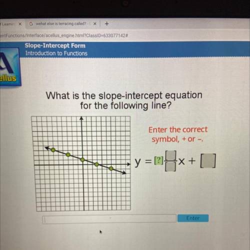 What is the slope-intercept equation
for the following line