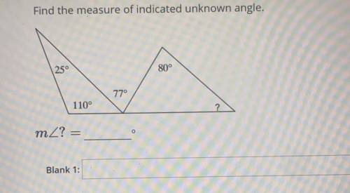 Find the measure of indicated unknown angle