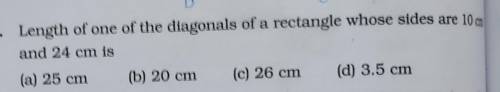 Please explain how you get your answer

36. Length of one of the diagonals of a rectangle whose s
