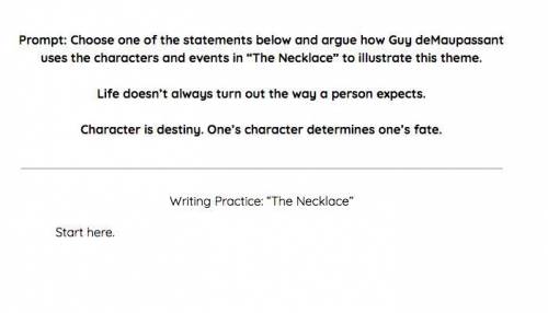 I need help writing a 2 chunk paragraph for the story the neclace