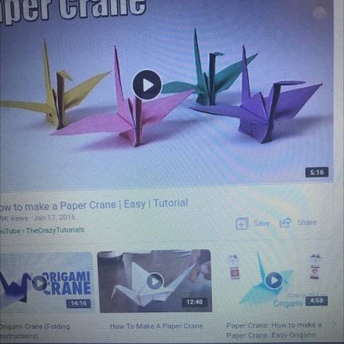 does anyone know how to make a paper crane because I need instructions on how to make one? I will gi