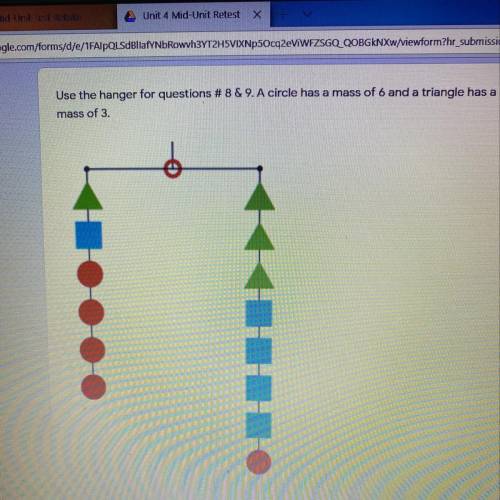 Use the balanced hanger diagram to choose the equations

that best represents how to find the mass