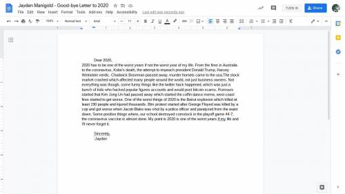 Is my 2020 letter okay?