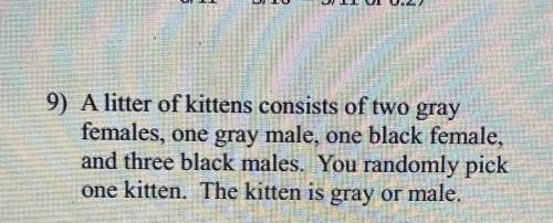 HURRY PLEASE ANSWER (photo below) A litter of kittens consists of two gray females, one gray male ,
