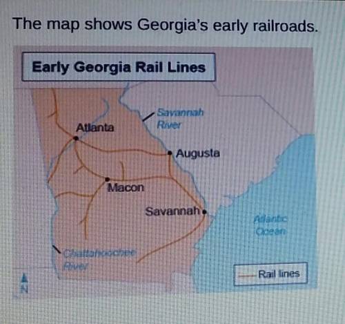 This map shows that by 1850, Georgia had O more rail lines than any other Southern state. O rail li