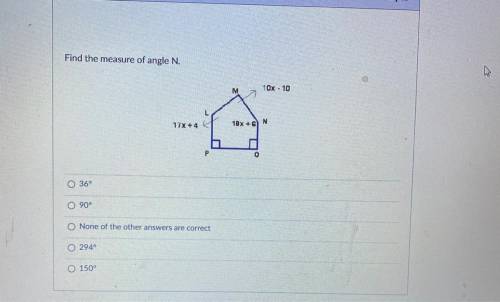 Find the measure of angle N.