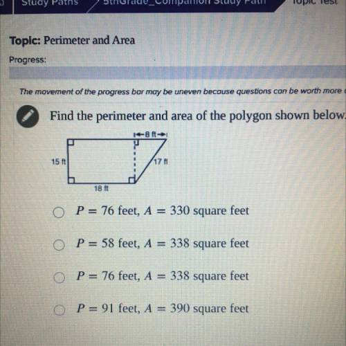 Find the perimeter and area of the polygon