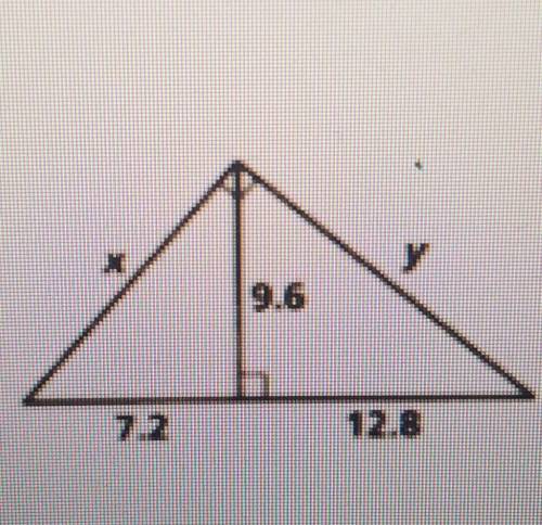Find the values of the variables in each right triangle.