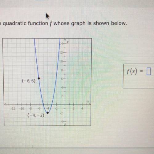 PLEASE HELP

Find the equation of the quadratic function of the quadriceps function f whose graph