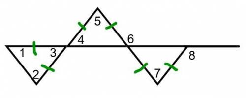 If Angle 1 has a measurement of 52 degrees, find the measurements of Angles 2-8. Show ALL work to r