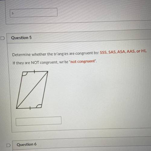 Determine whether the triangles are congruent by, sss, sas, asa, aas, or hl