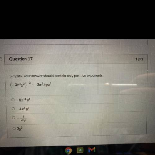 Simplify. Your answer should contain only positive exponents. (-3 ^3 y^2)^2 .-3x^2 3yx^2