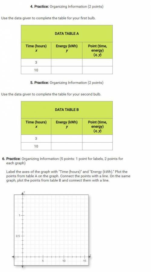 Use the data given to complete the table for your first bulb.

Use the data given to complete the