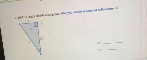 Find the length of the missing side. Give your answer in the simplest radical form.