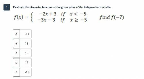 Evaluate the piecewise function at the given value of the independent variable. is what the quest