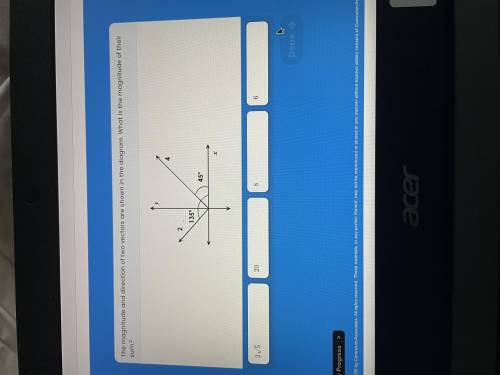 Please help ASAP The magnitude and direction of the two vectors are shown in the diagram. What