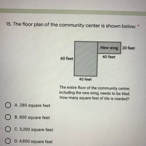 15. The floor plan of the community center is shown below. *

The entire floor of the community ce