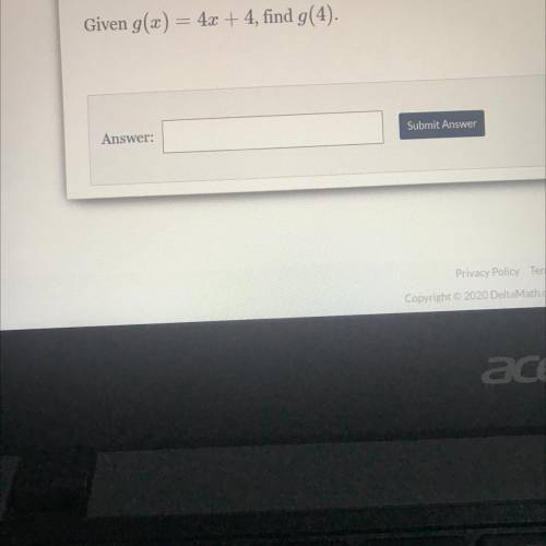 GivenG(x)=4X+4Find G(4)