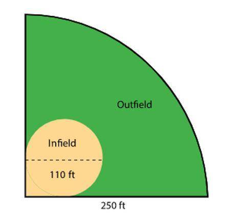 About how big is the outfield (green part)?