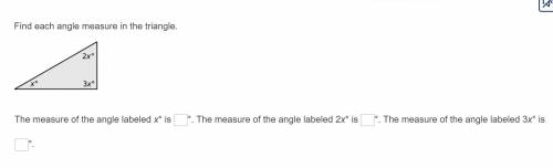 Find each angle measure in the triangle.