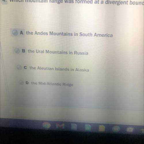 4. Which mountain range was formed at a divergent boundary?