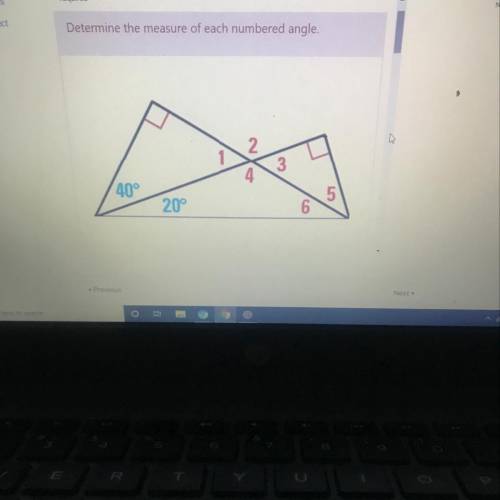 HELP ME PLZ

Determine the measure of each numbered angle.
365
2.
3
4.
40°
5
20°
6