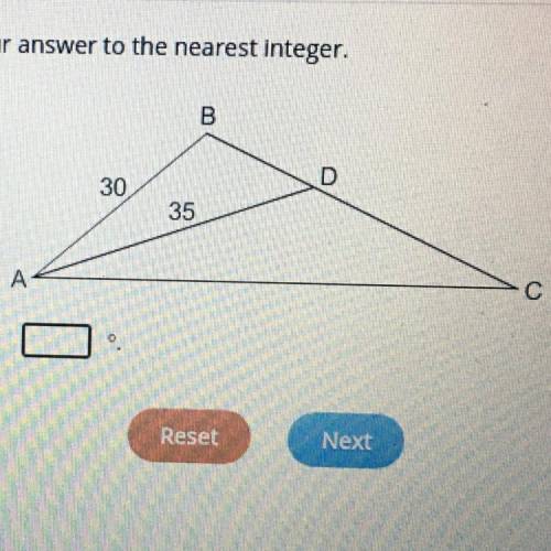 Type the correct answer in the box. Round your answer to the nearest integer.

B
D
30
35
А
с
In th