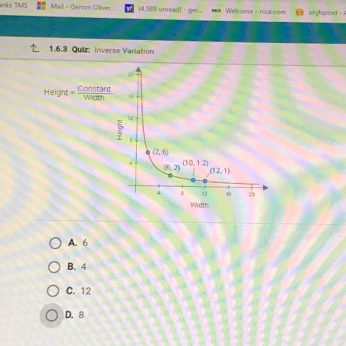 According to the graph, what is the value of the constant in the equation

below? I NEED HELP ASAP