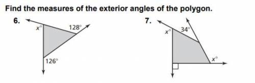 Please help, find the exterior angles of the two polygon.
